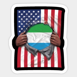 Sierra Leone Flag American Flag Ripped - Gift for Sierra Leonean From Sierra Leone Sticker